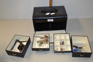 Table top cabinet containing assorted costume jewellery