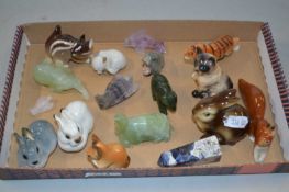 Collection of various porcelain and polished stone animal models to include some Soviet issues