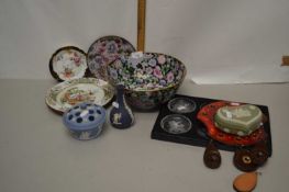 Mixed Lot: Modern Chinese bowl, Wedgwood Jasper wares, glass coasters etc