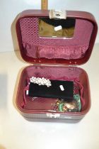Small vanity case containing various assorted costume jewellery