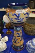 Doulton Lambeth jardiniere and stand, heavily damaged, requiring restoration