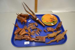 Mixed Lot: Various carved wooden model animals and other items