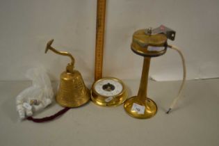 Mixed Lot: Small brass bell, Marco electric bell and a barometer (3)