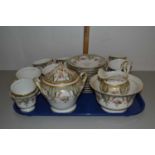 19th Century Staffordshire gilt and floral decorated part tea set