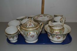 19th Century Staffordshire gilt and floral decorated part tea set