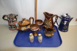 Mixed Lot: Copper lustre finish coffee wares and other items