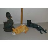 Mixed Lot: Two model cats and a model of Jemima Puddle-Duck