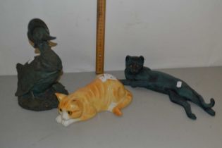 Mixed Lot: Two model cats and a model of Jemima Puddle-Duck