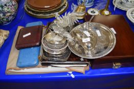 Mixed Lot: Pair of silver plated cockerels, a range of various silver plated cutlery, cased and