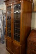 Early 20th Century lead glazed bookcase cabinet with cupboard base, 99cm wide