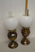 Two brass based oil lamps