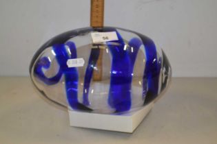 Large Murano glass blue swirled egg