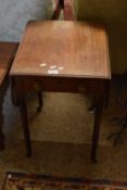 Small Victorian mahogany drop leaf work table, raised on turned legs, 46cm wide