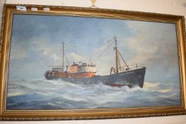 Richard Watts, study of a Lowestoft boat, oil on board, gilt framed