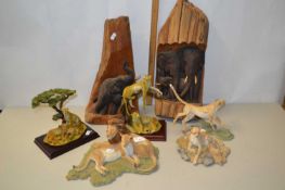 Mixed Lot: Sherratt & Simpson models of big cats together with two further models of elephants