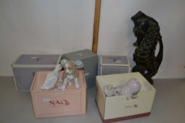 Mixed Lot: Small Nao and Lladro models together with a further pottery seahorse jug
