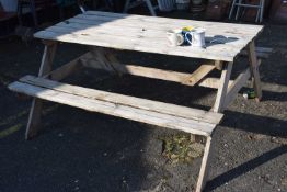Wooden picnic bench, 148cm wide