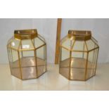Pair of brass framed lanterns