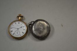 An American gold plated cased Elgin pocket watch together with a further silver cased pocket