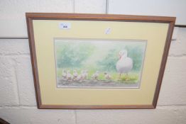 Jenny Toombs, Goose and Goslings, framed and glazed