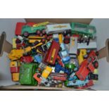 Box of various Matchbox and other toy cars