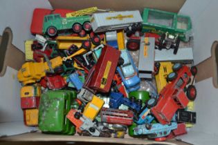 Box of various Matchbox and other toy cars