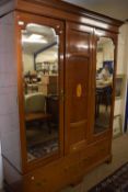Edwardian mahogany and inlaid wardrobe with mirrored doors, 150cm wide