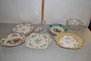 Mixed Lot: Various floral decorated plates and bowls plus further glass dishes