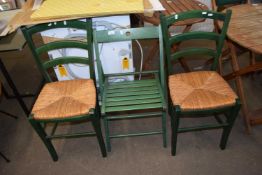 Pair of modern rush seated kitchen chairs plus one other (3)