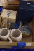 Box containing various aircraft related ceramics and collectables