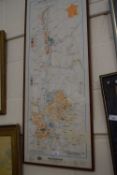 Map Les Cotes de Rhone, framed and glazed