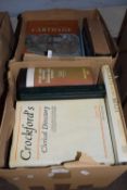Two boxes of mixed books to include a range of Dictionary's