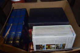 Box containing a quantity of various books including Folio Society Oxford Library of Words &