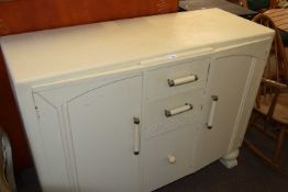 Painted Art Deco style two door three drawer sideboard, 120cm wide
