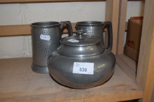 Three pewter items