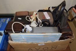 Box containing a quantity of various vintage photographic equipment including a Canon Zoom 8 cine