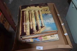 Box containing various oversized books including Architecture etc