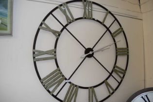 Large modern wall clock of skeleton form, 122cm diameter