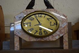 Deco style mantel clock marked to dial Au Chardon, E Sanche, St Quentin mounted with bronzed bird