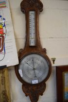 Oak cased barometer and thermometer combination