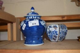 Two various blue and white pots