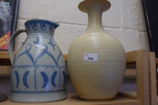 A Buchan stone ware water jug together with a decorative vase