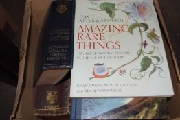 Box of various books including Greek English Lexican Hutchinson Encyclopaedia of Britain etc