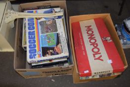 Two boxes of various vintage games including Monopoly etc