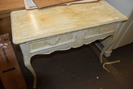 Painted cabriole leg two drawer side table