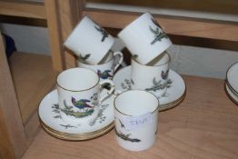 Royal Worcester set of six Royal Worcester coffee cans and saucers decorated with pheasants