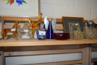 Quantity of various decorative glass wares including figures, cruet etc