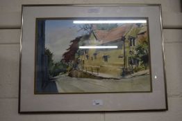 David Morris a view of Shaftesbury, watercolour framed and glazed