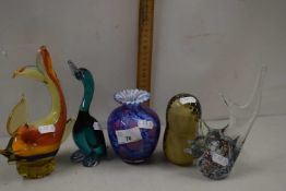 Collection of various Art Glass animals and similar vase