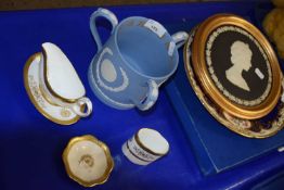 Mixed Lot: Wedgwood Jasper ware tyg with spitfire decoration together with further commemorative